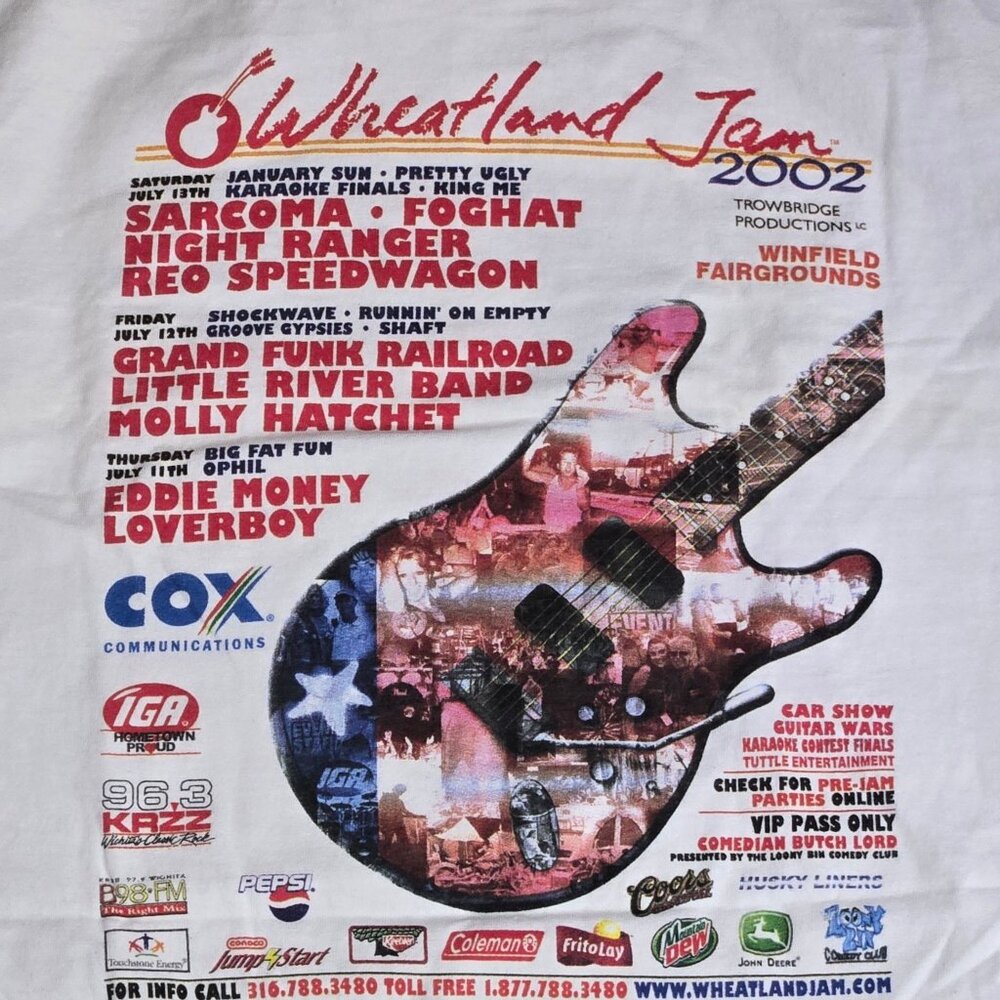 Wheatland Jam 2002 Graphic T Shirt White 2X Winfield KS Music Festival Vintage